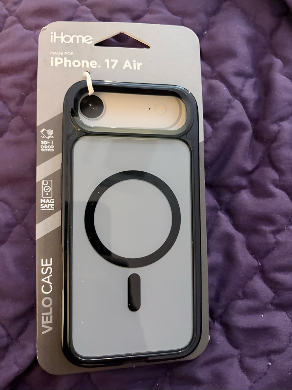 iHome Velo Case for iPhone 17 Air - Gray with Black Trim